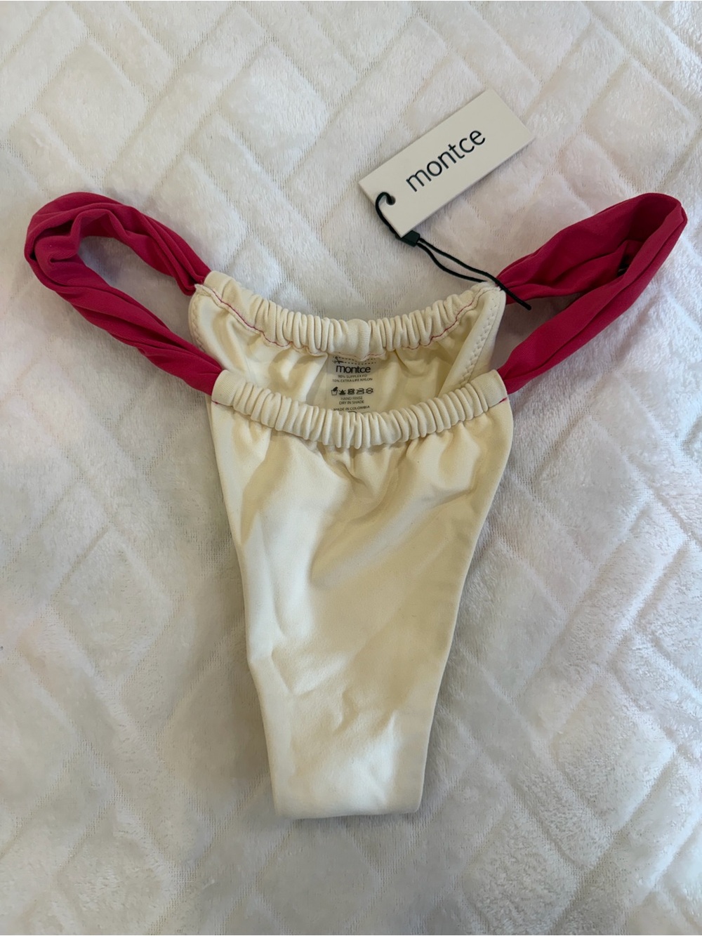 Montce THONG bikini Cream & Pink NWT